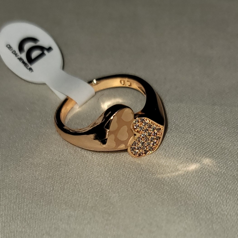 Double Heart CZ Ring